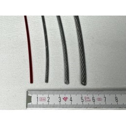 Ocelové lanko potažené PVC tl.2,5mm, b.červená, návin 1500m