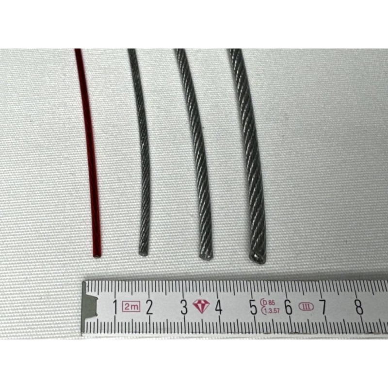 Ocelové lanko potažené PVC, barva transparent, balení celá role